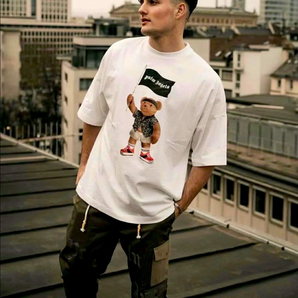 Palm angles pirate bear loose tee white